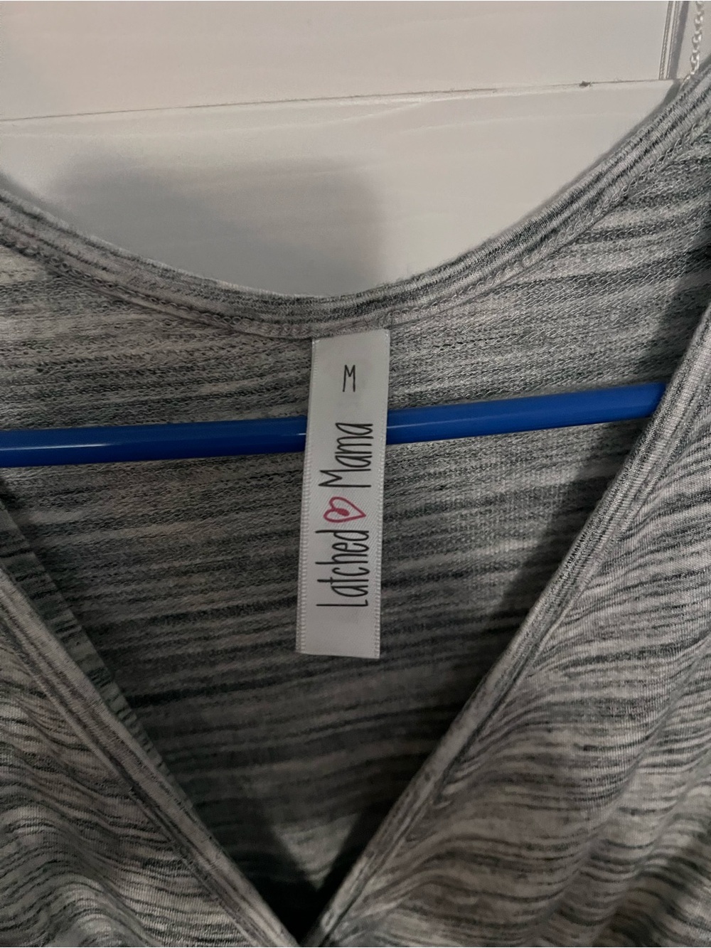 Latched Mama Heathered Wrap Short-Sleeve Jumpsuit in Light Gray - Picture 3 of 5